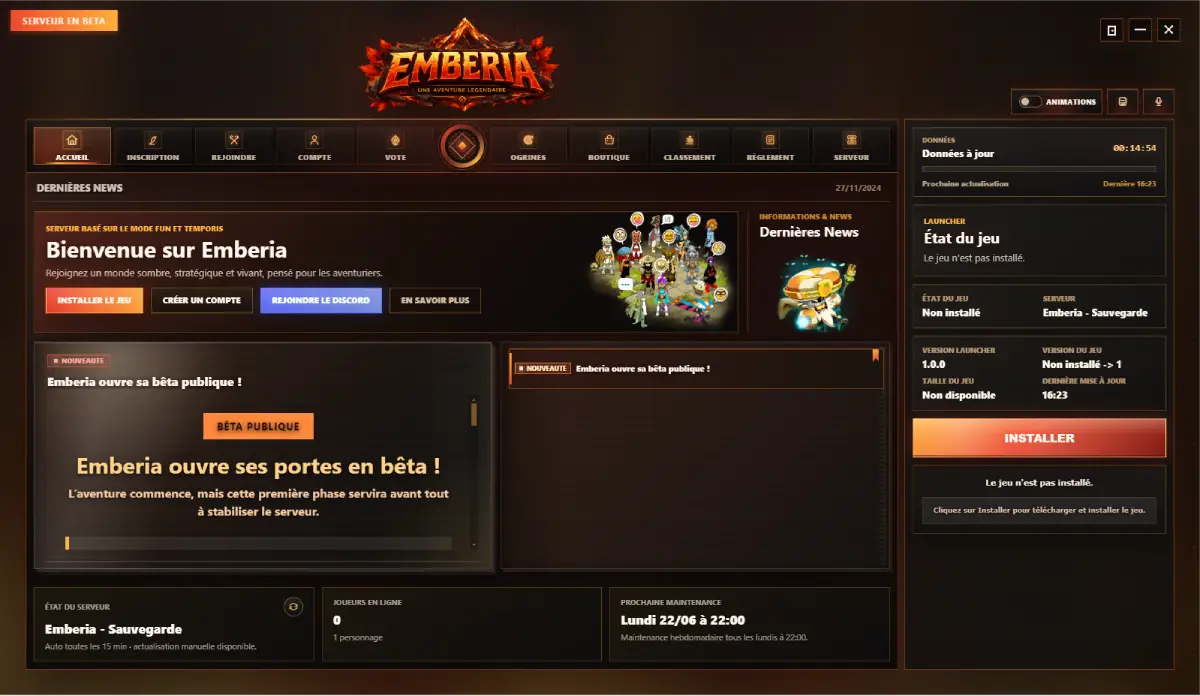 Aperçu du launcher officiel Emberia